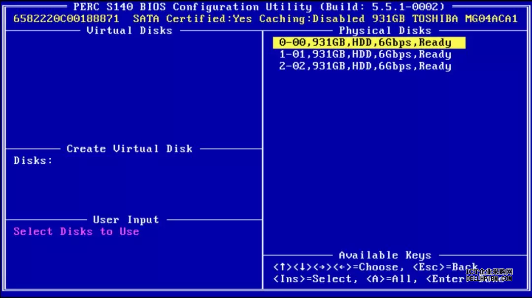 戴尔(Dell)服务器PERC S140 RAID卡使用CTRL+R创建RAID阵列方法