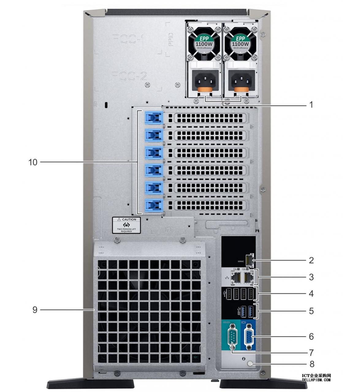 Dell戴尔 PowerEdge T440塔式服务器产品样式，外部形态，内部构造及配套说明