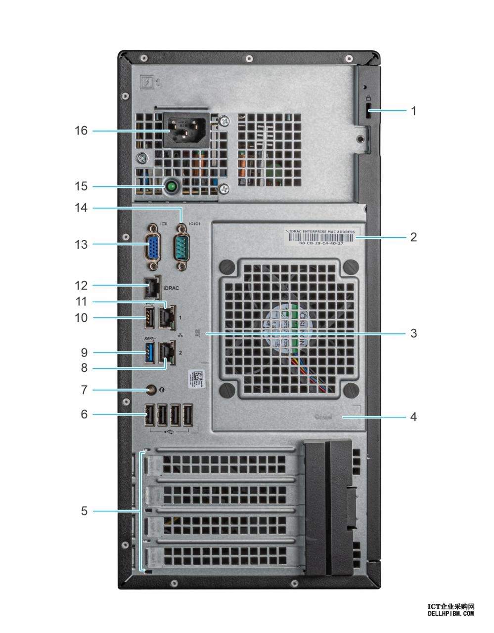 Dell戴尔 PowerEdge T140塔式服务器产品样式，外部形态，内部构造及配套说明